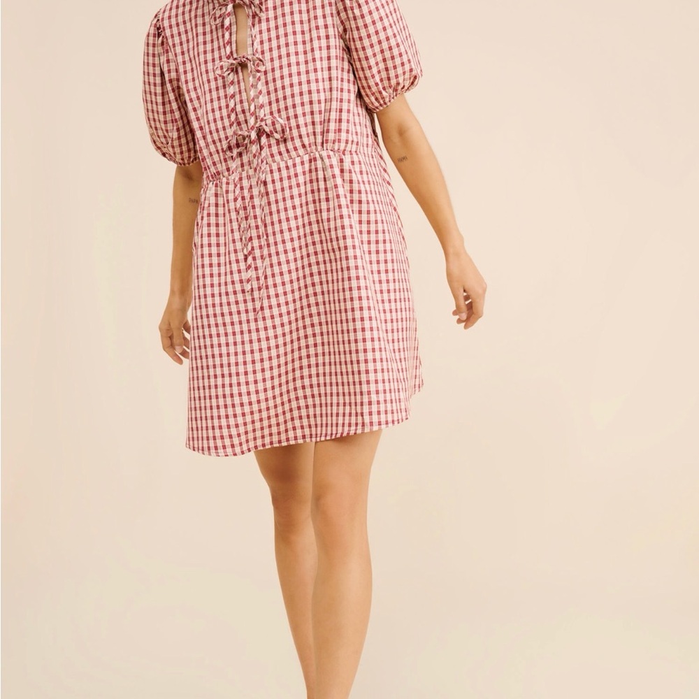 Plaid Tie Mini Dress